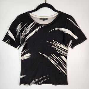 Vtg 90s Pierri New York Shirt Womens S Pearl Beaded Art To Wear Retro Glam‎ 80s